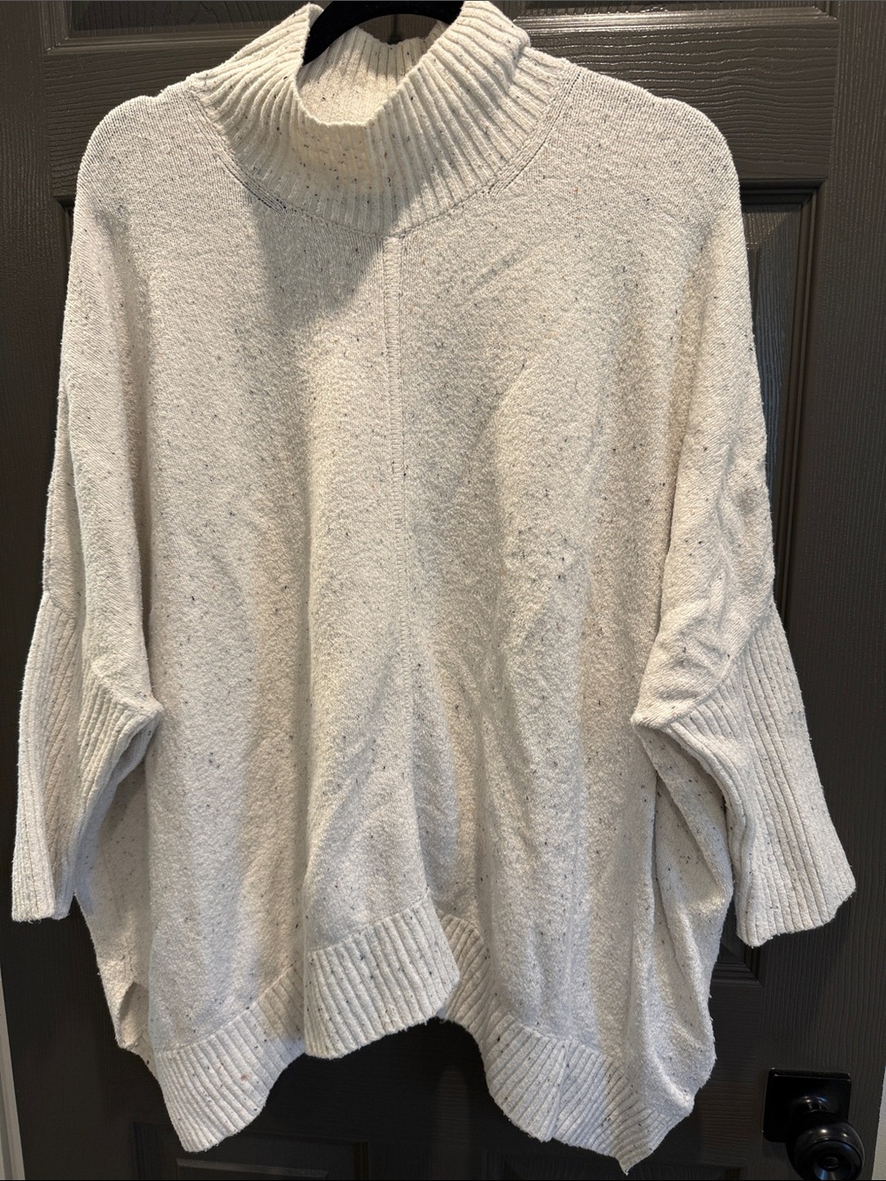 LOFT Cream Speckled Funnel Neck Sweater